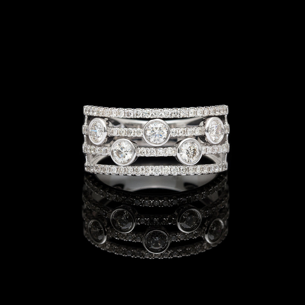 Contemporary Modern Diamond & White Gold Ring