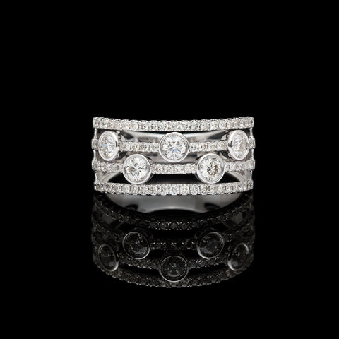 Contemporary Modern Diamond & White Gold Ring