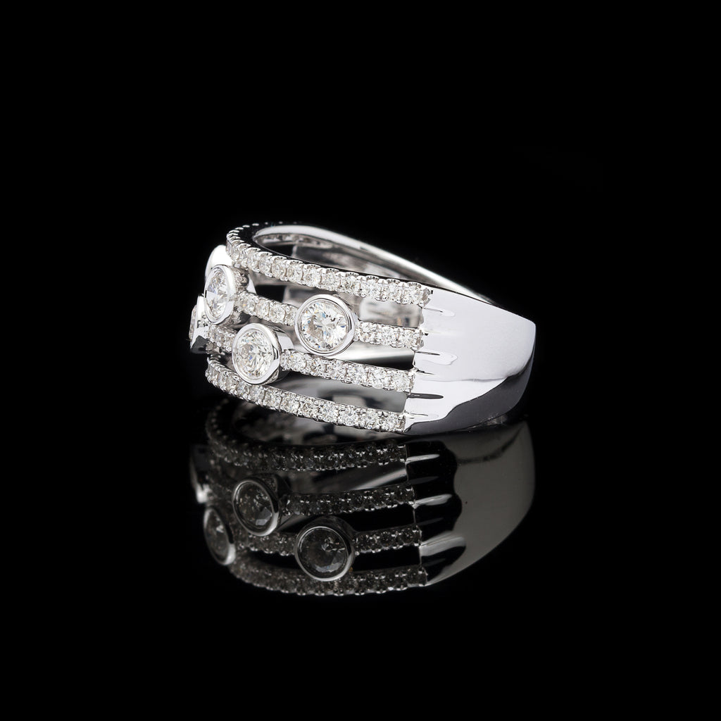 Contemporary Modern Diamond & White Gold Ring