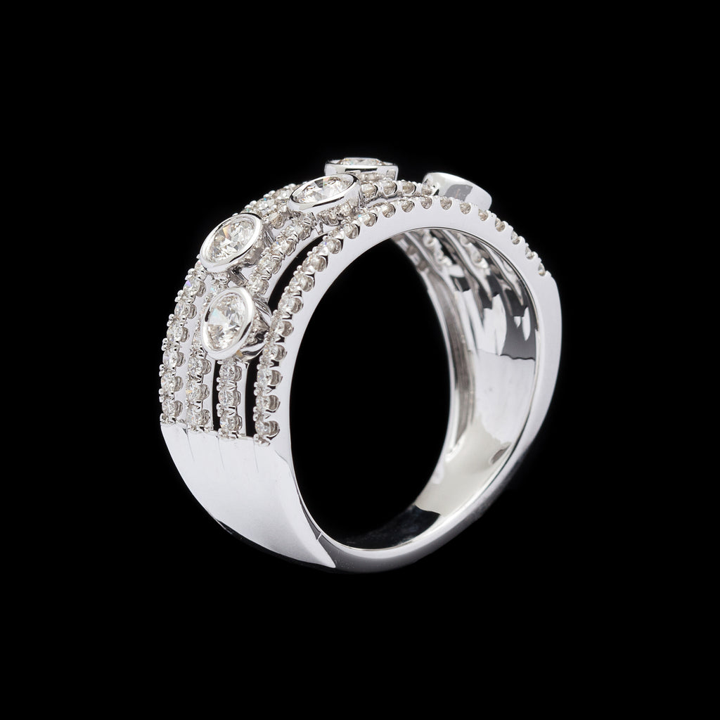 Contemporary Modern Diamond & White Gold Ring