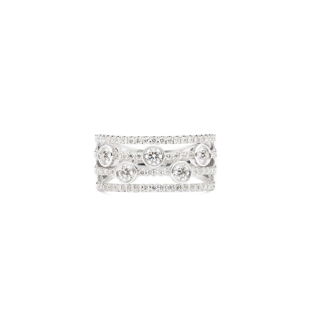 Contemporary Modern Diamond & White Gold Ring