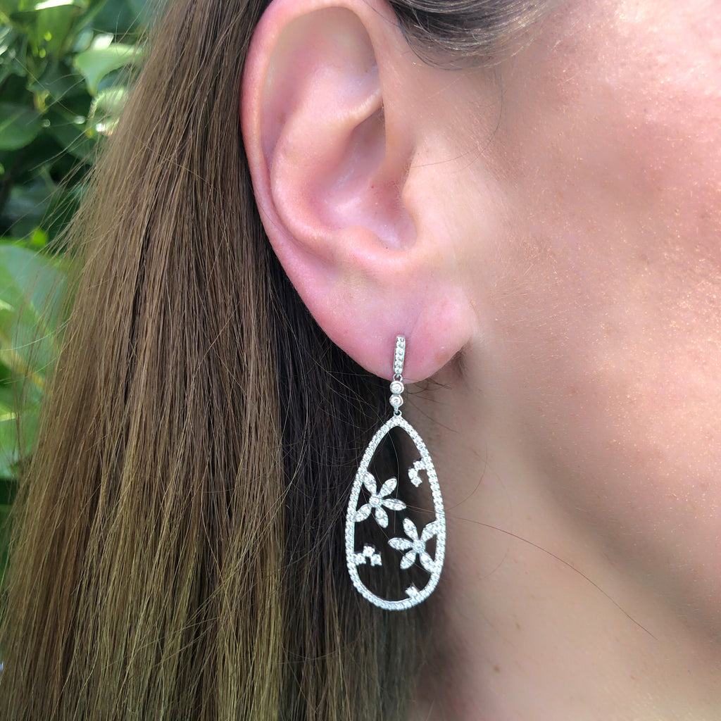 Hans D. Krieger Diamond & 18k White Gold Earrings