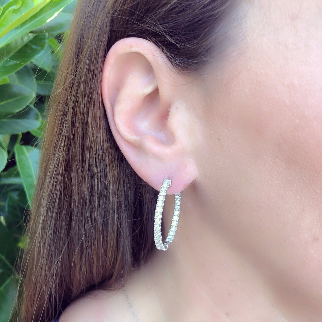 White Gold Inside/Out Diamond Hoop Earrings