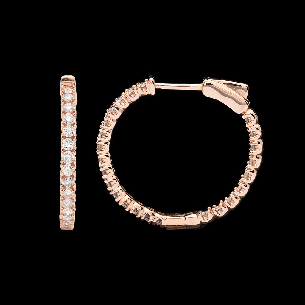 Inside/Out 1.00ct Rose Gold Diamond Hoops