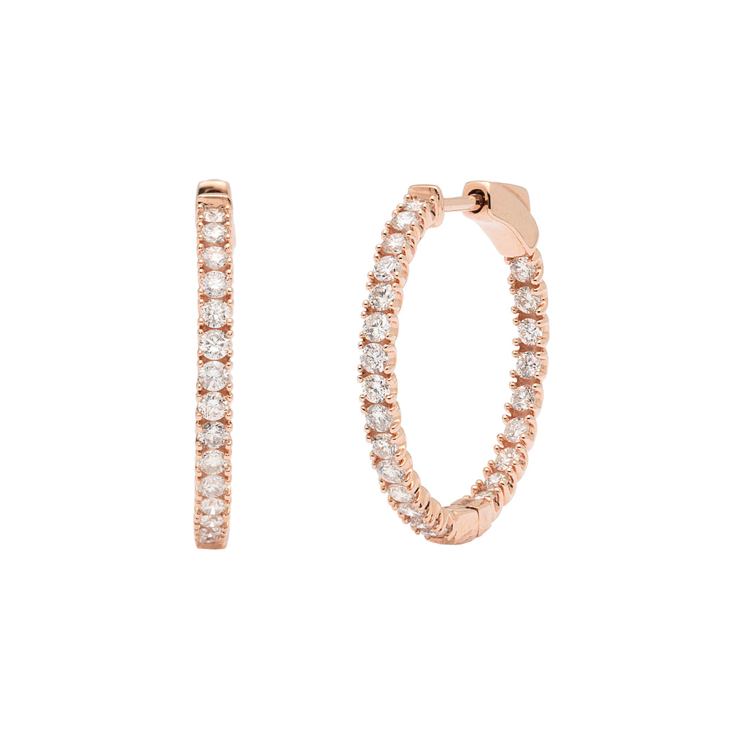 Inside/Out 1.00ct Rose Gold Diamond Hoops