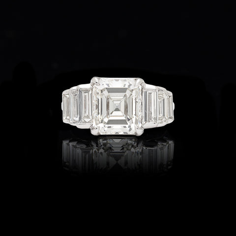Phenomenal 3.68ct GIA Emerald Cut in Custom 18kt Diamond Ring