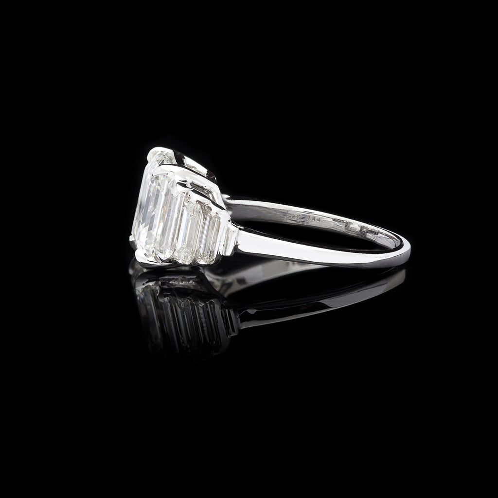 Phenomenal 3.68ct GIA Emerald Cut in Custom 18kt Diamond Ring