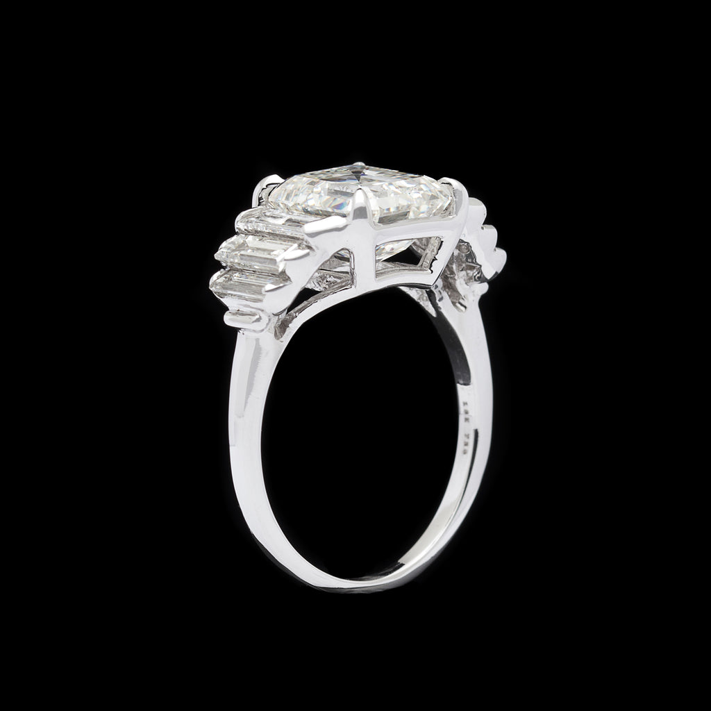 Phenomenal 3.68ct GIA Emerald Cut in Custom 18kt Diamond Ring