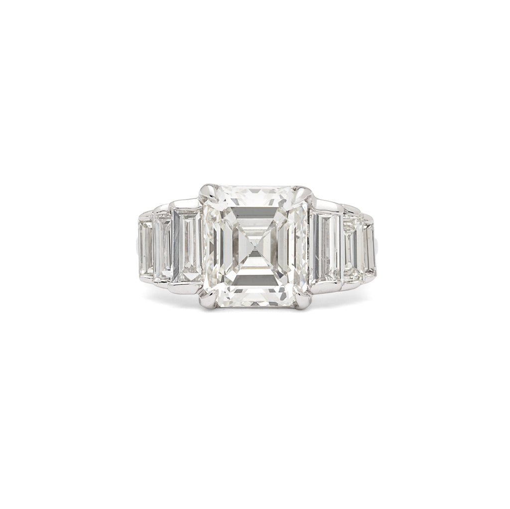 Phenomenal 3.68ct GIA Emerald Cut in Custom 18kt Diamond Ring