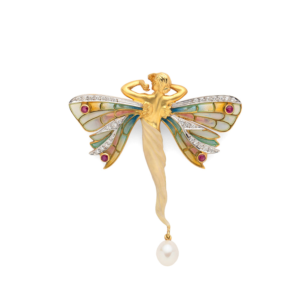 18kt Gold Plique-A-Jour Nymph by Masriera