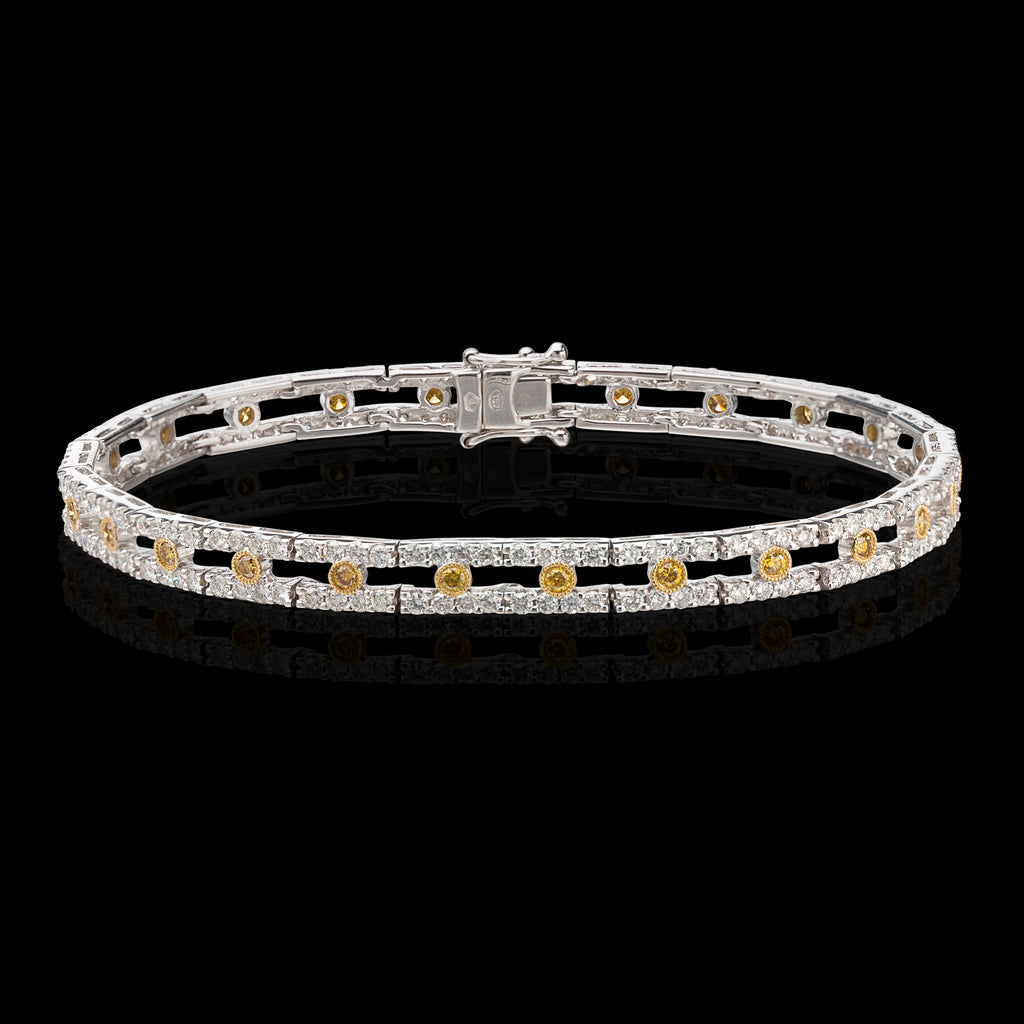 Yellow Diamond and White Diamond Bracelet