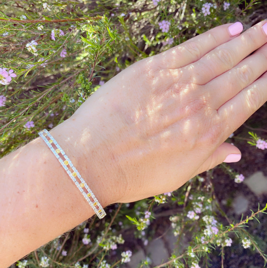Yellow Diamond and White Diamond Bracelet