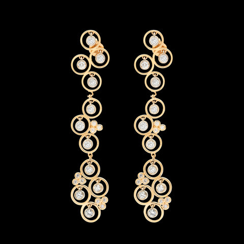 Diamond Dangle Yellow Gold Earrings