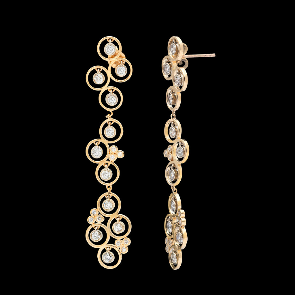 Diamond Dangle Yellow Gold Earrings