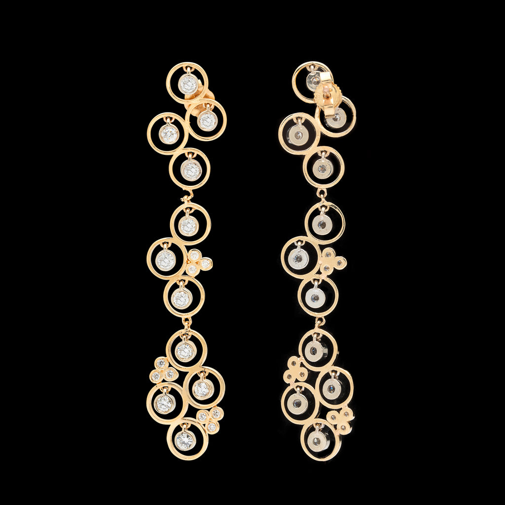 Diamond Dangle Yellow Gold Earrings