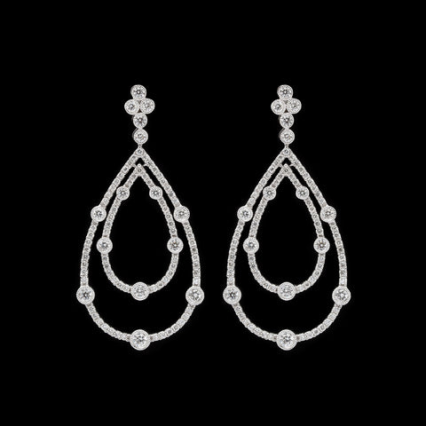Diamond & 14k White Gold Tear Drop Earrings