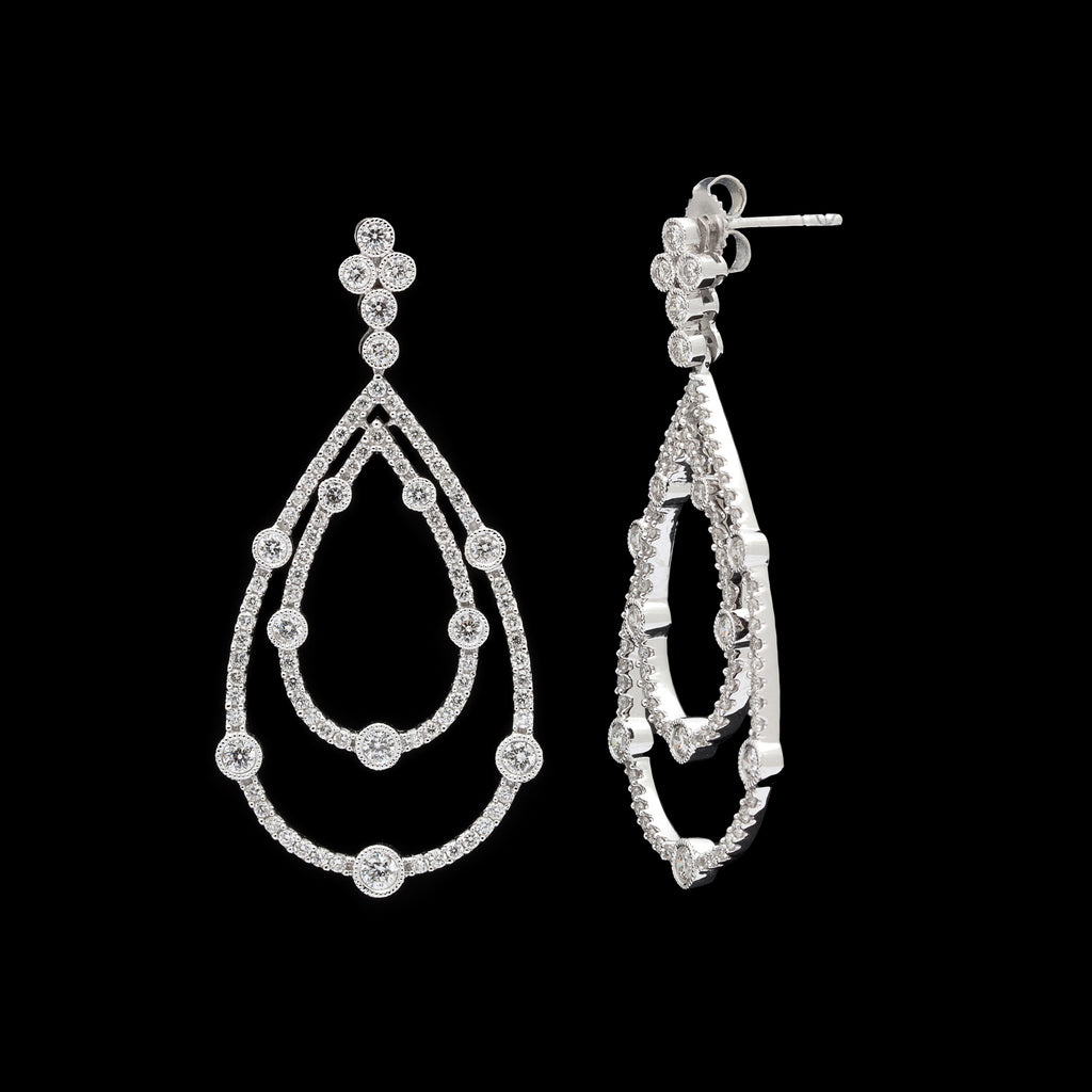 Diamond & 14k White Gold Tear Drop Earrings