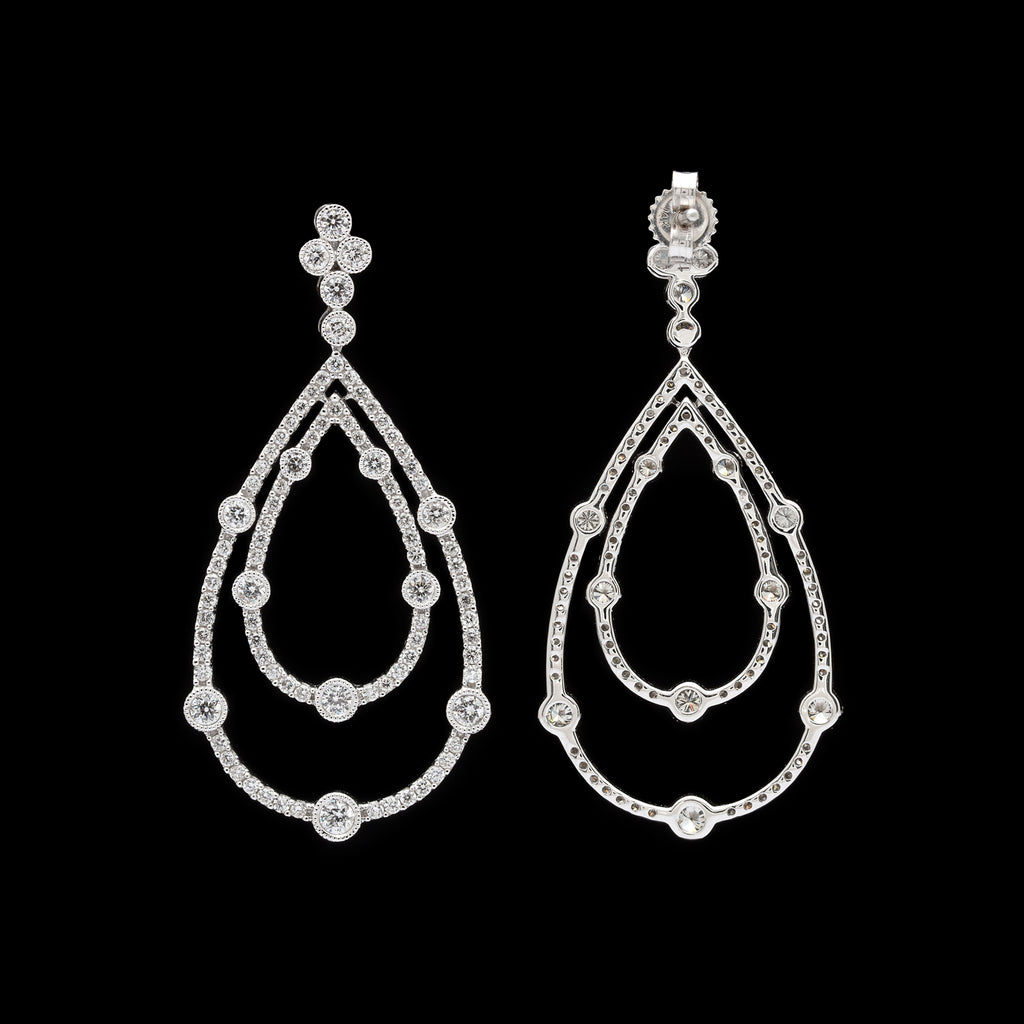 Diamond & 14k White Gold Tear Drop Earrings