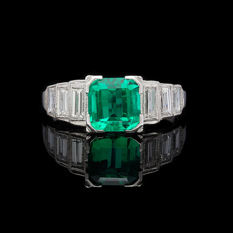 GIA Colombian Emerald & Platinum Ring