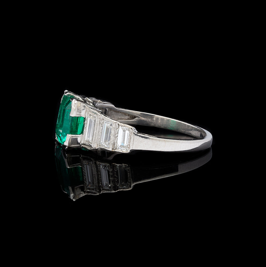 GIA Colombian Emerald & Platinum Ring