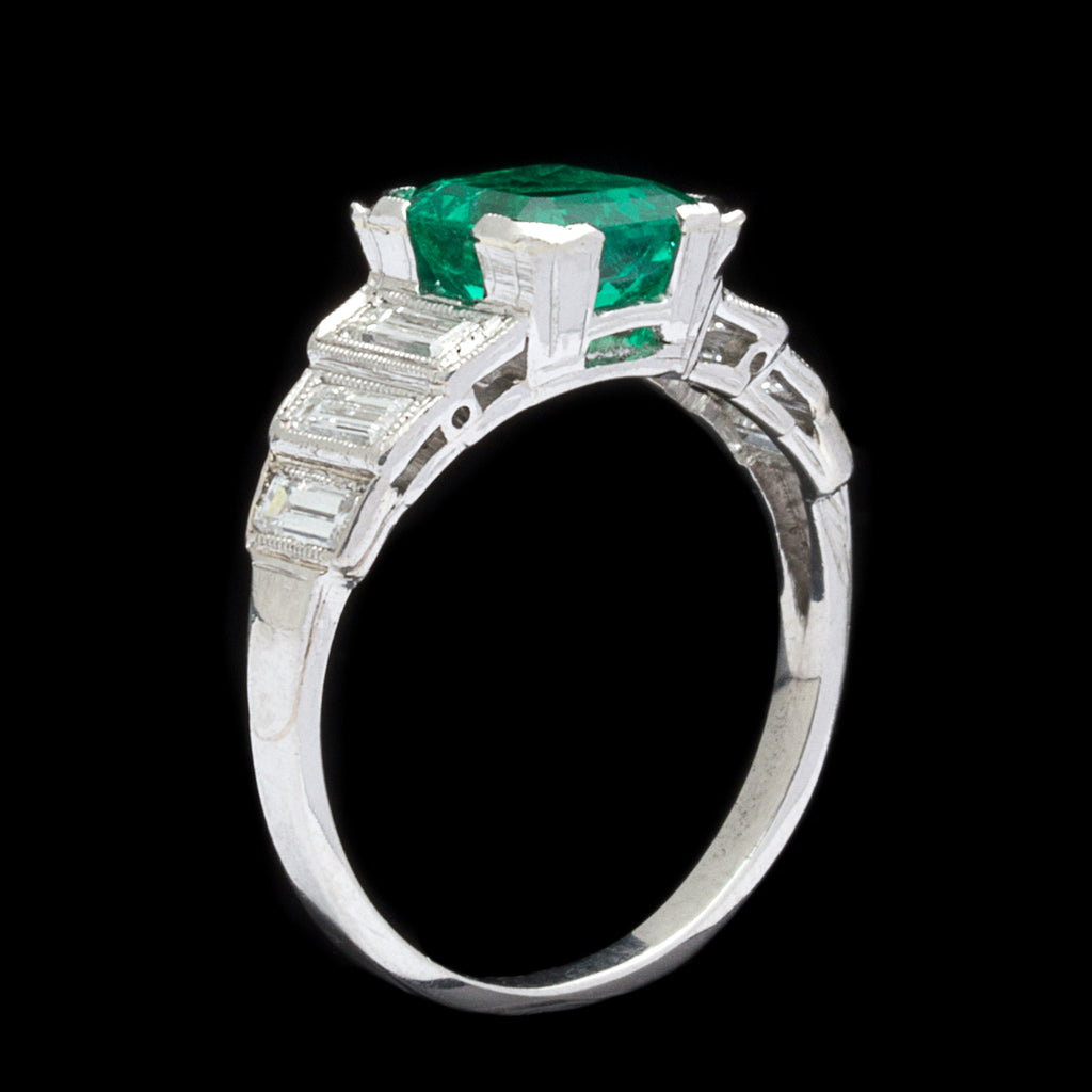 GIA Colombian Emerald & Platinum Ring