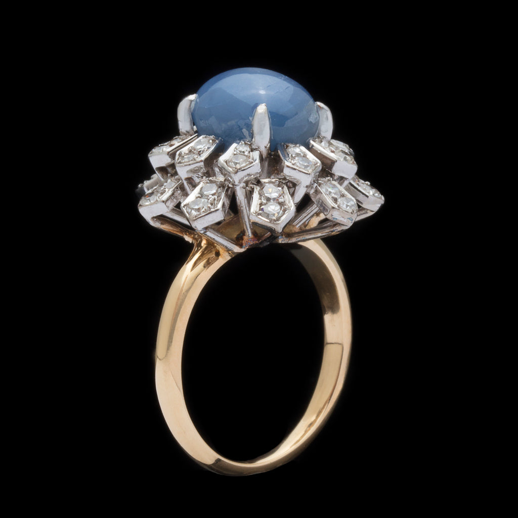 Vintage Star Sapphire & Diamond Ring