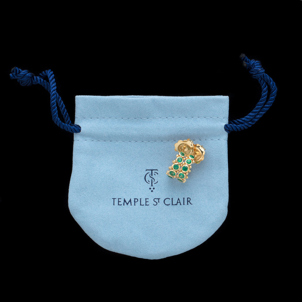 Temple St. Clair Emerald & 18k Gold Small Eternity Hoop Earrings