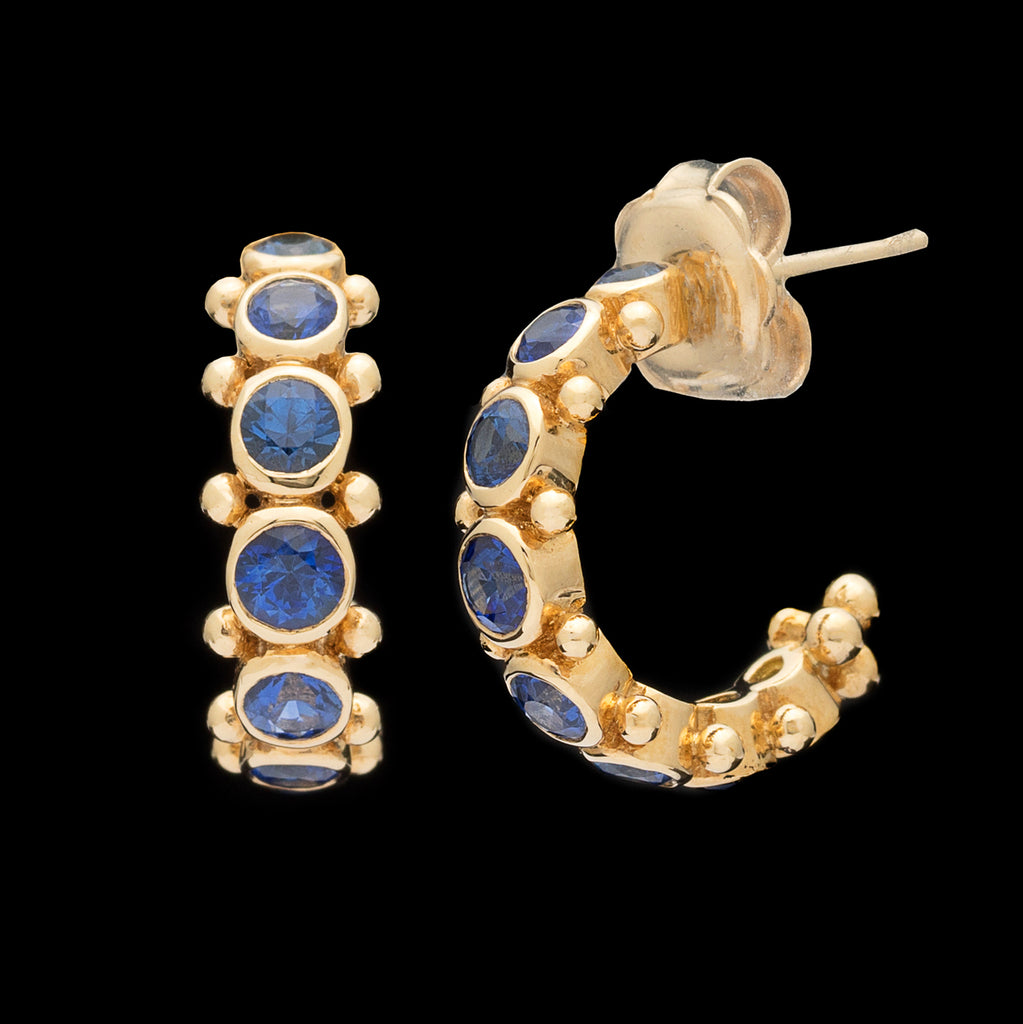 Temple St. Clair Sapphire & 18k Gold Eternity Hoop Earrings