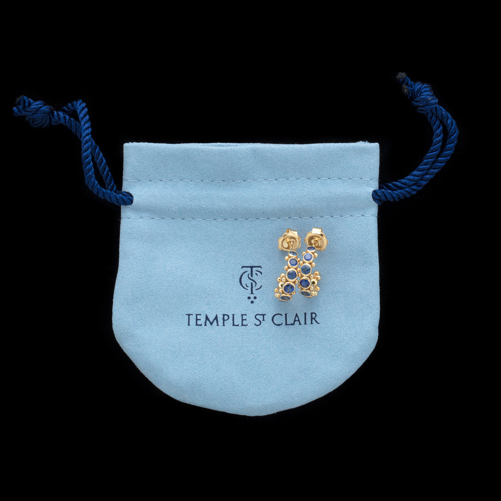 Temple St. Clair Sapphire & 18k Gold Eternity Hoop Earrings