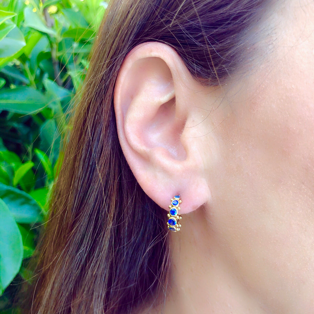 Temple St. Clair Sapphire & 18k Gold Eternity Hoop Earrings