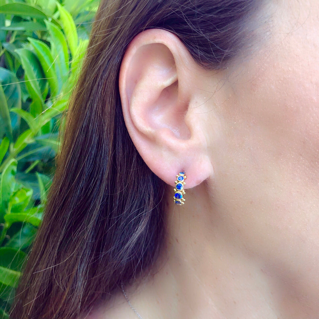 Temple St. Clair Sapphire & 18k Gold Eternity Hoop Earrings