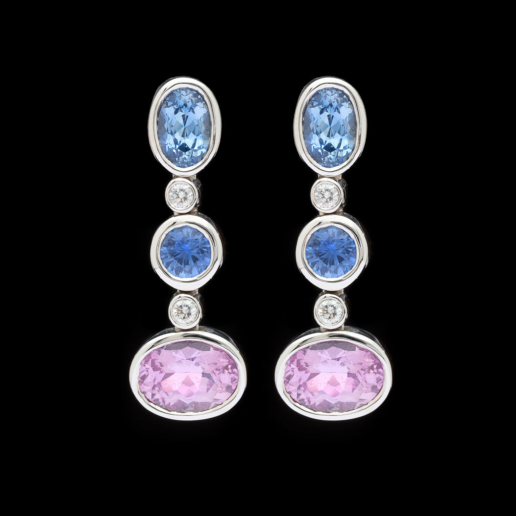 Gubelin Multi-Color Sapphire & Diamond Earrings