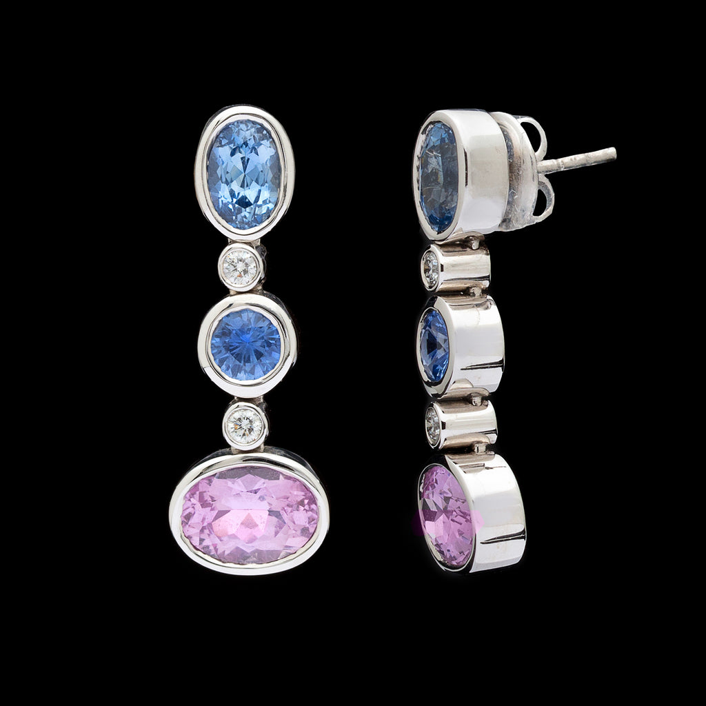 Gubelin Multi-Color Sapphire & Diamond Earrings