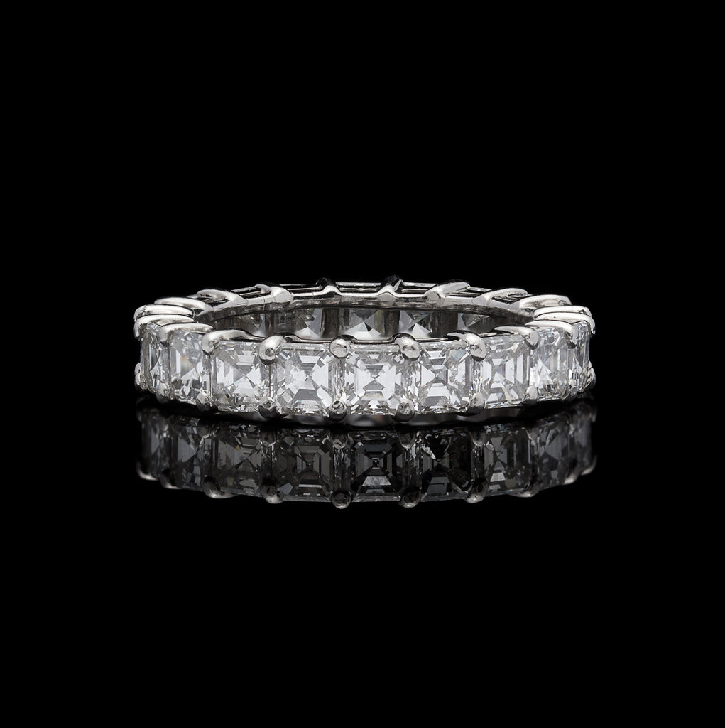 Asscher Cut Diamond & Platinum Eternity Band