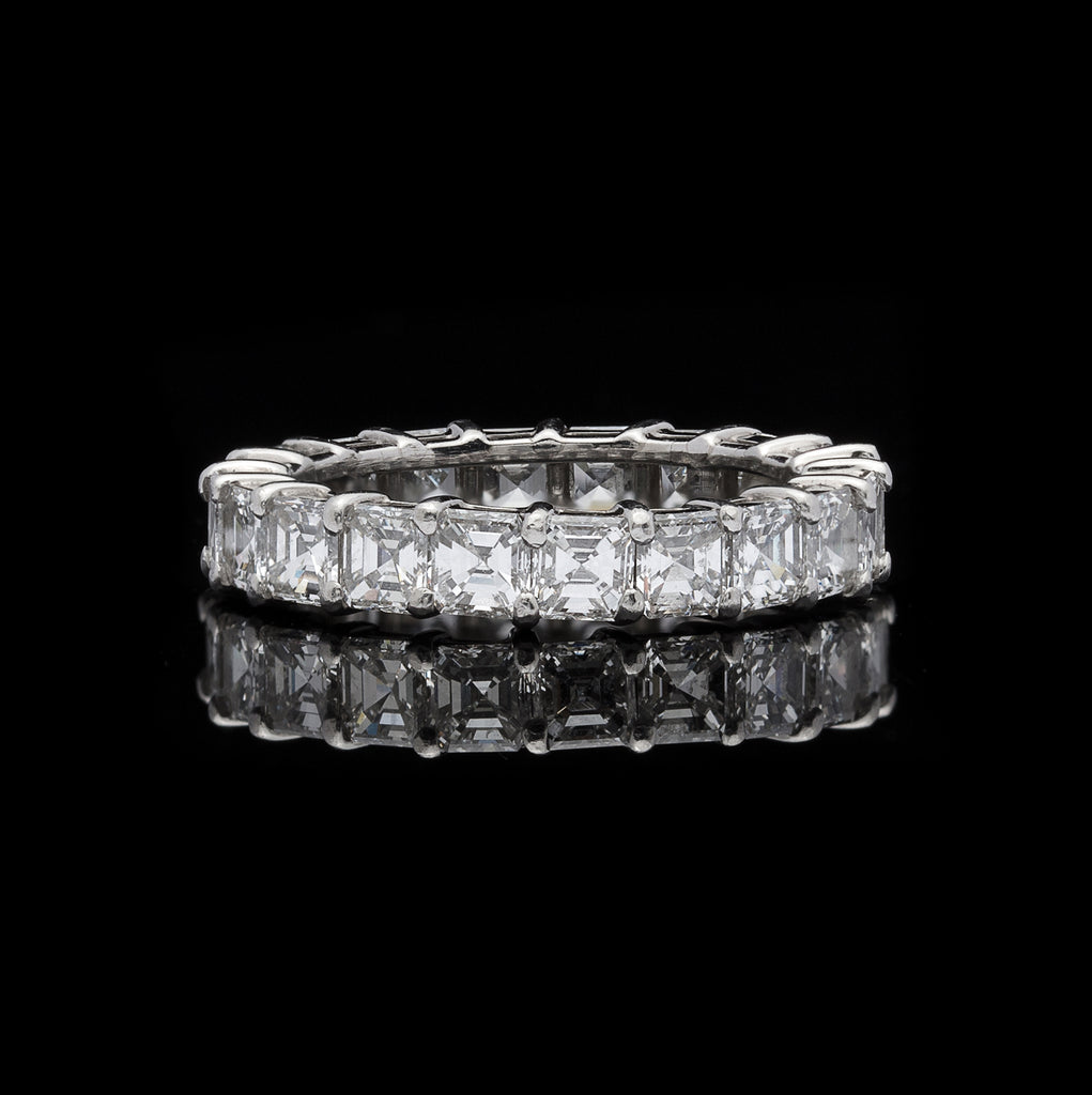 Asscher Cut Diamond & Platinum Eternity Band