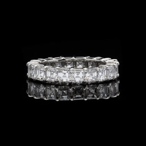 Asscher Cut Diamond & Platinum Eternity Band