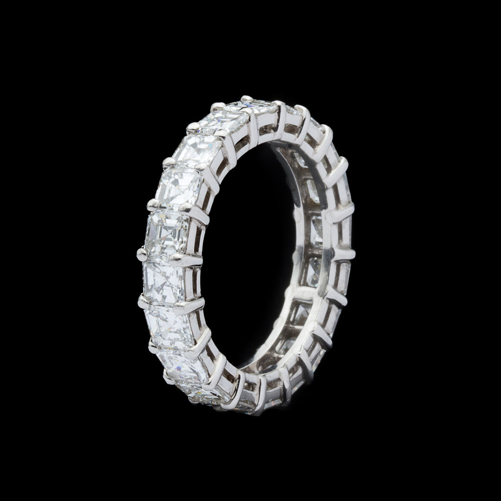 Asscher Cut Diamond & Platinum Eternity Band