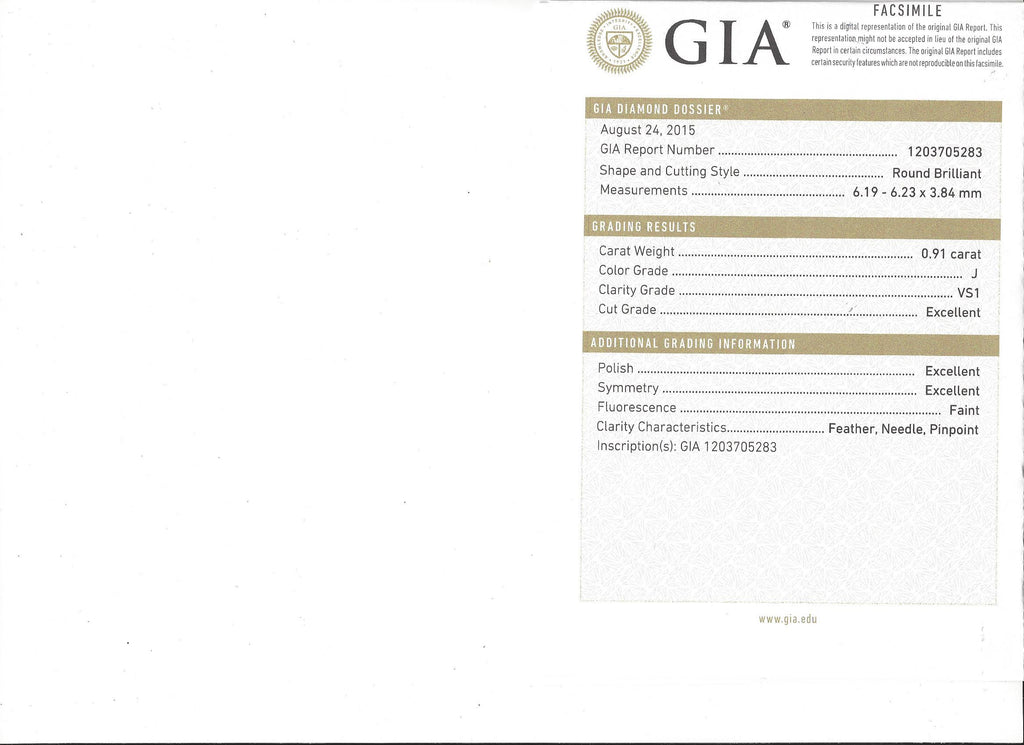 GIA 0.91-ct. J/VS1 Round Brilliant-Cut Loose Diamond
