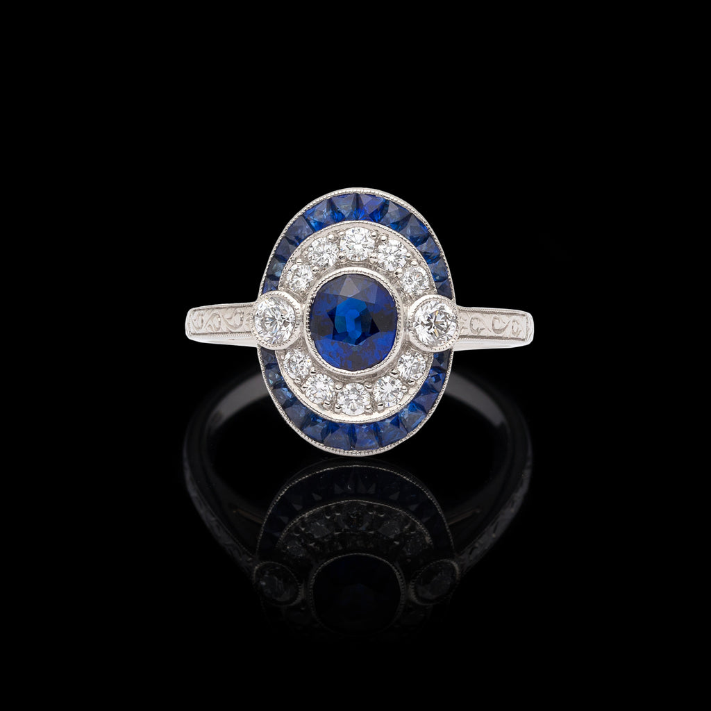Art Deco Style Sapphire & Diamond Ring