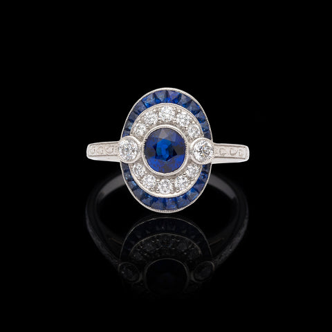 Art Deco Style Sapphire & Diamond Ring