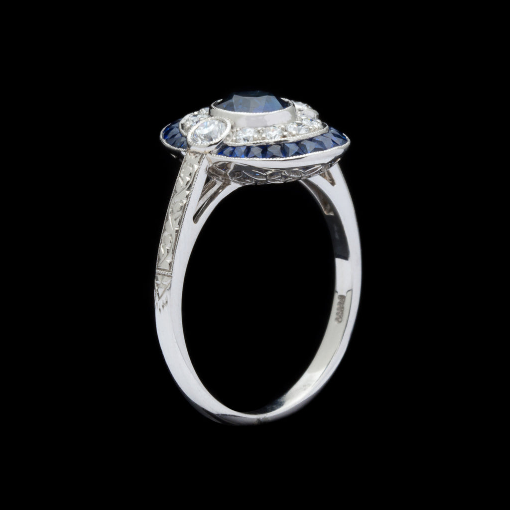 Art Deco Style Sapphire & Diamond Ring