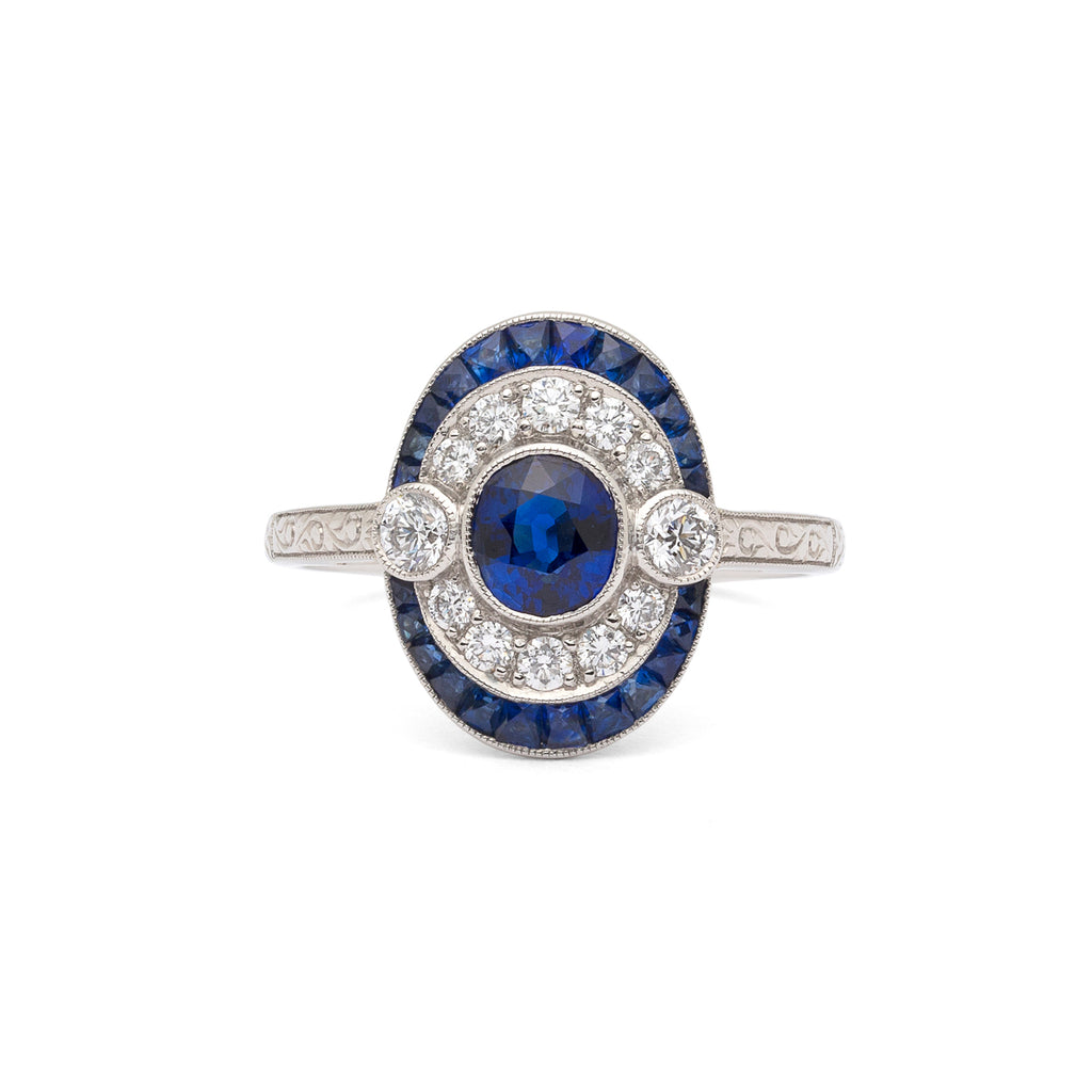 Art Deco Style Sapphire & Diamond Ring
