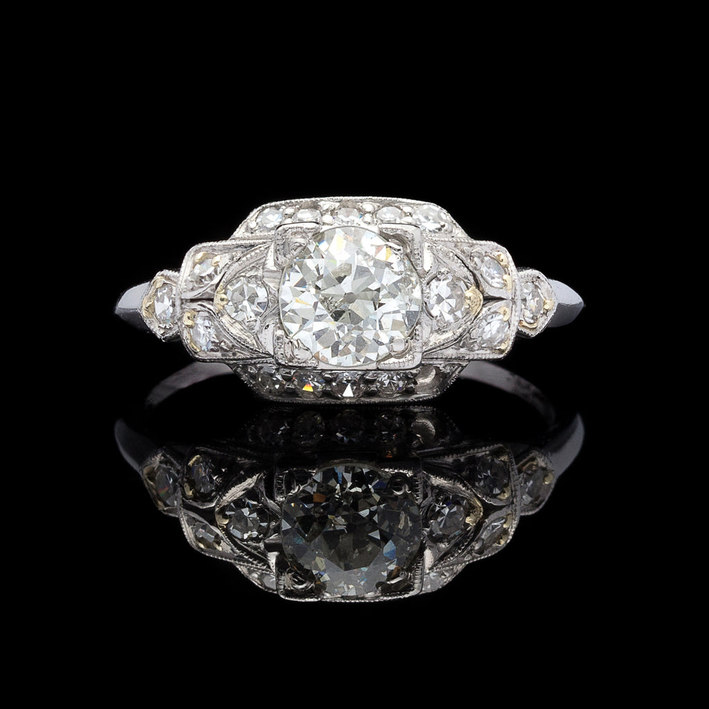 Old European Cut .85ct Diamond & Platinum Engagement Ring