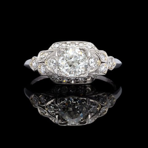 Old European Cut .85ct Diamond & Platinum Engagement Ring