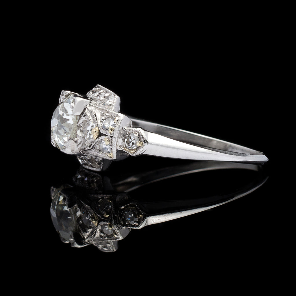 Old European Cut .85ct Diamond & Platinum Engagement Ring