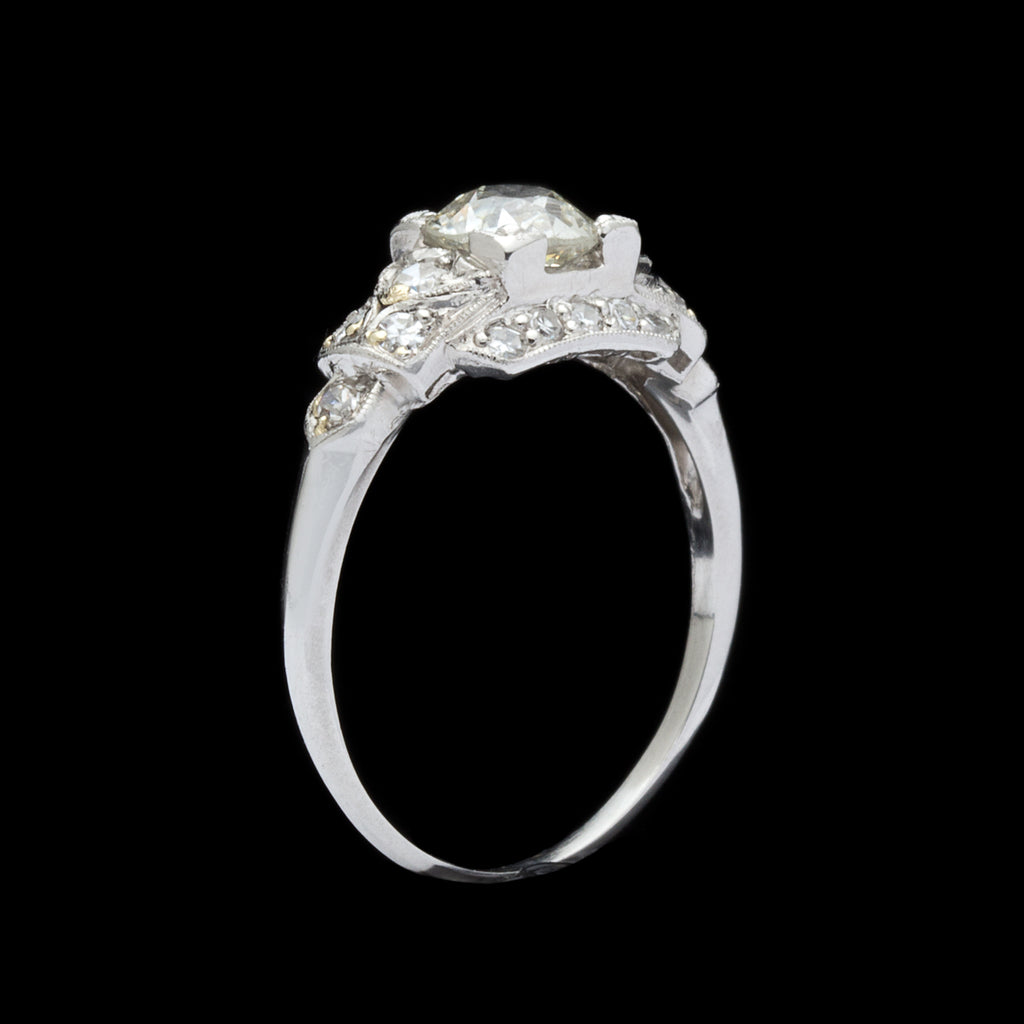 Old European Cut .85ct Diamond & Platinum Engagement Ring