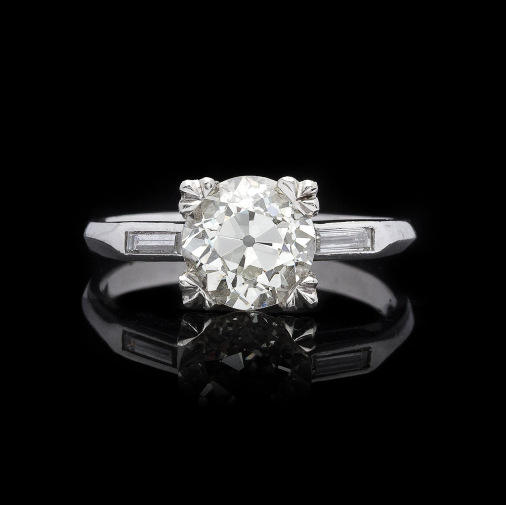 1.83ct European Cut Diamond & Platinum Engagement Ring