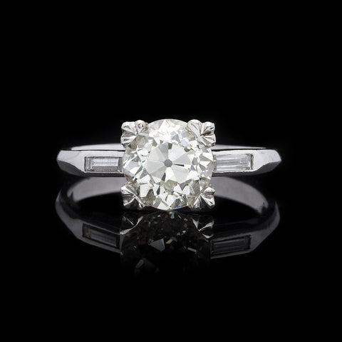 1.83ct European Cut Diamond & Platinum Engagement Ring