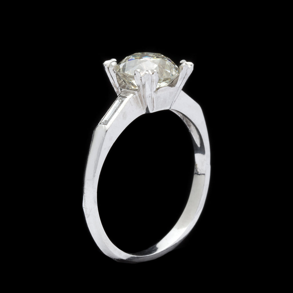 1.83ct European Cut Diamond & Platinum Engagement Ring