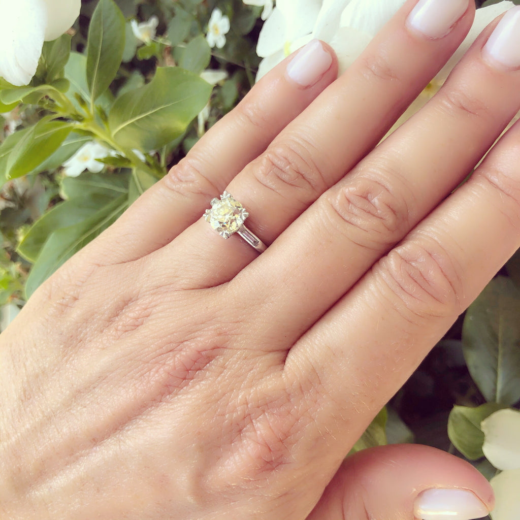 1.83ct European Cut Diamond & Platinum Engagement Ring